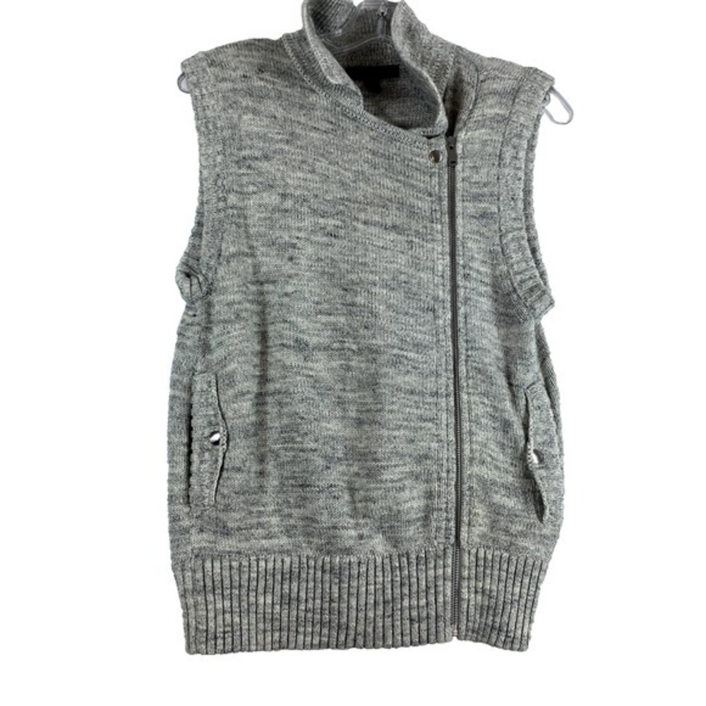 2/$30 Banana Republic Sweater Vest Women Sz S Grey Knit Full Zip 100% Cotton - Picture 3 of 11
